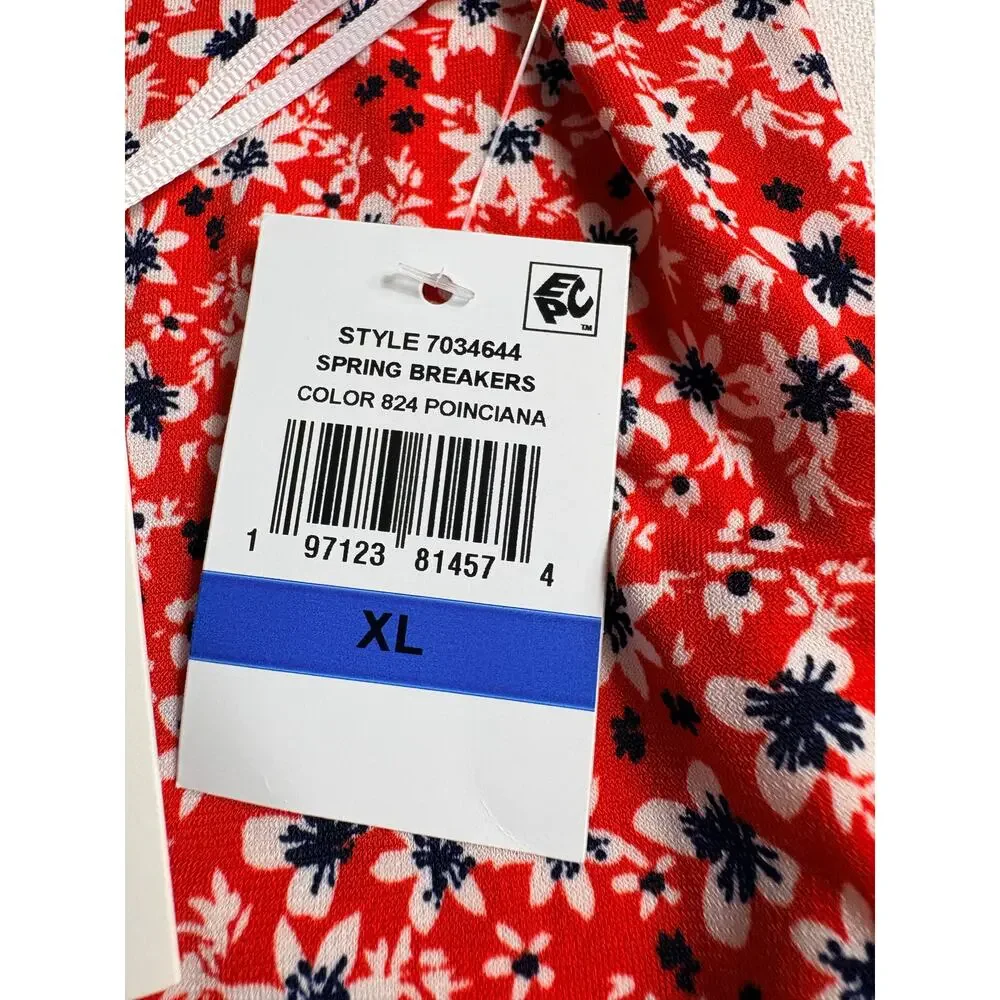 CeCe Women's Floral Blouse Size XL Scoop Neck 3/4 Sleeve Orange Knit Top NEW - Picture 9 of 10